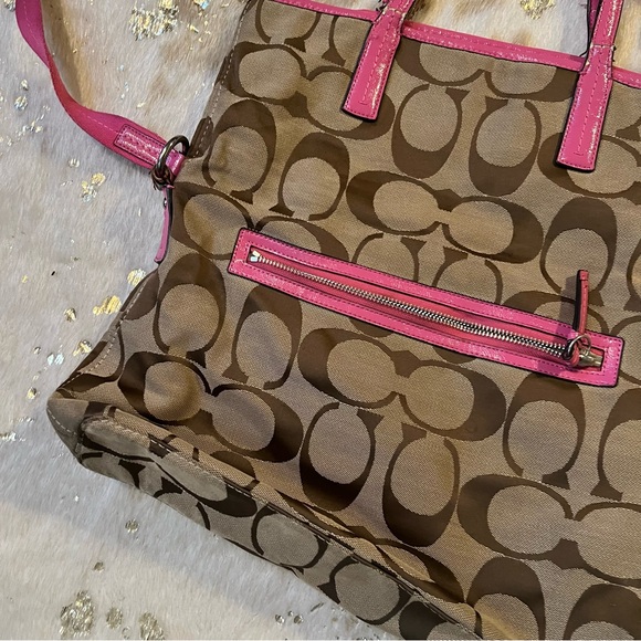 Coach Khaki and Fuchsia Bag-Bad Condition-Craft Project - Picture 6 of 10